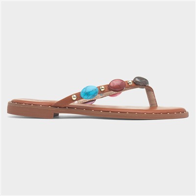 Emma Tan Stone Toe Post Sandal