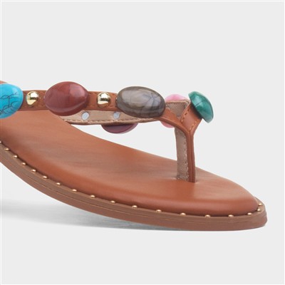 Emma Tan Stone Toe Post Sandal