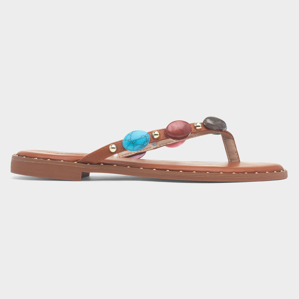 Emma Tan Stone Toe Post Sandal