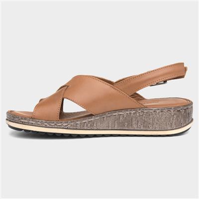 Elena Womens Tan Wedge Sandal
