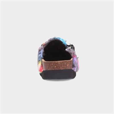 Abel Womens Multi Faux Fur Mule Sandal