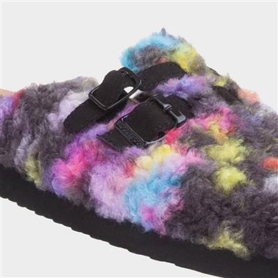 Abel Womens Multi Faux Fur Mule Sandal