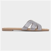 Lilley Daniella Womens Silver Diamante Mule Sandal (Click For Details)