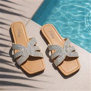 Lilley Daniella Womens Silver Diamante Mule Sandal (Click For Details)