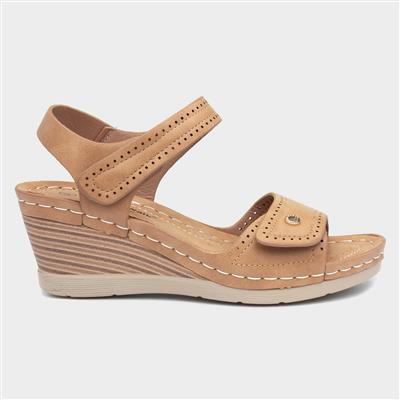 Cushion Walk Shelley Womens Tan Wedge Mule Sandal-199469 | Shoe Zone