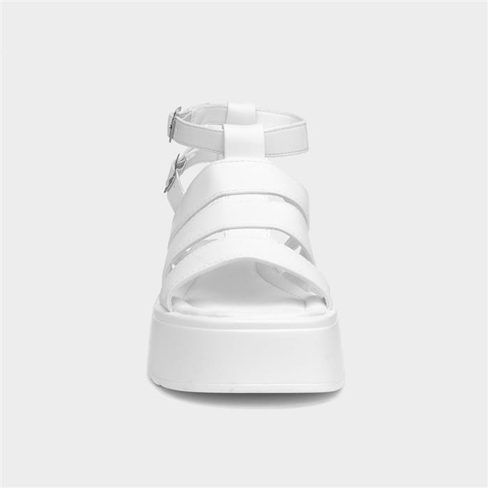Kenya Womens White Buckle Flatform Sandal