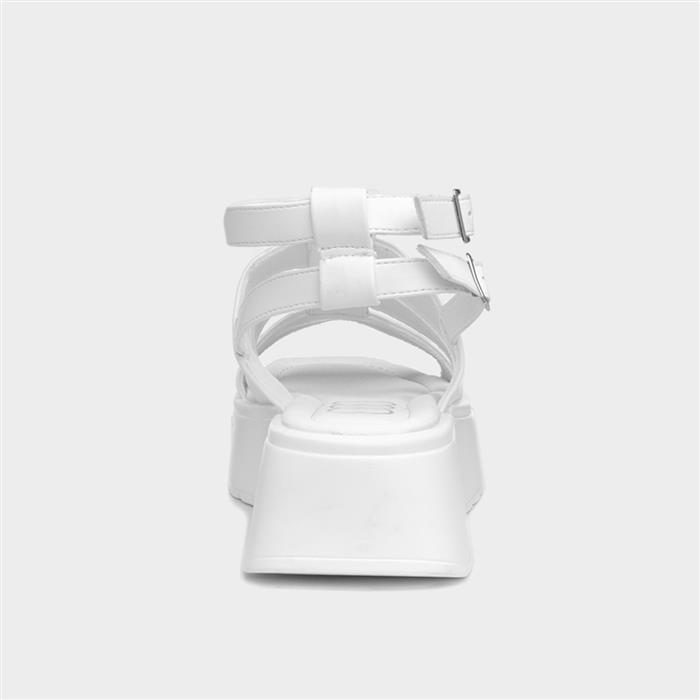 Kenya Womens White Buckle Flatform Sandal