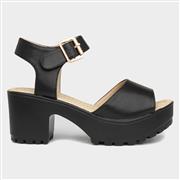 Heart Gizelle Womens Black Chunky Sandal (Click For Details)