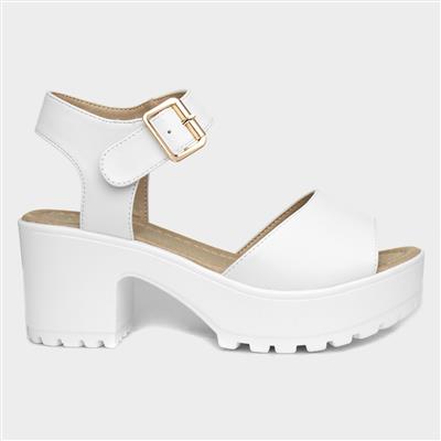 Gizelle Womens White Chunky Sandals