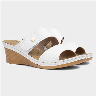 Topway Womens White Wedge Sandal-199575 | Shoe Zone