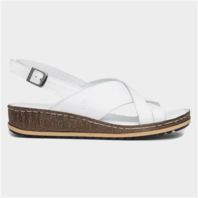 Elena Womens White Wedge Sandal