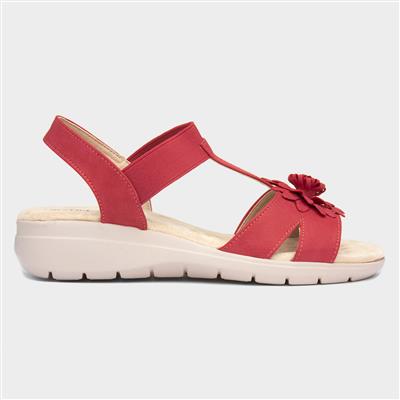 Flora Womens Red Strappy Sandal