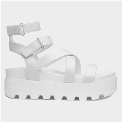 Cynthia Womens White Strappy Chunky Sandal