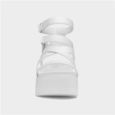 Cynthia Womens White Strappy Chunky Sandal