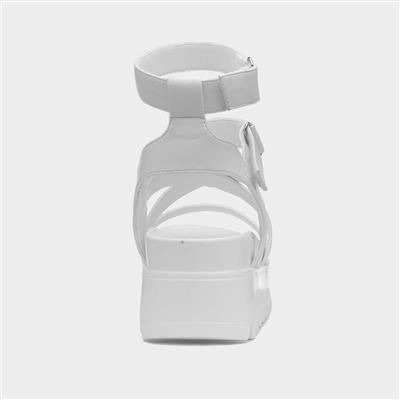 Cynthia Womens White Strappy Chunky Sandal