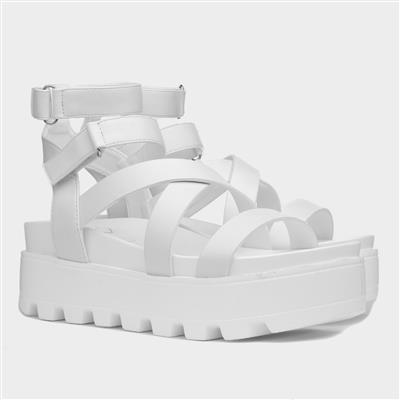 Cynthia Womens White Strappy Chunky Sandal