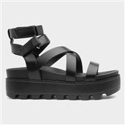 Heart Womens Black Strappy Chunky Sandal (Click For Details)