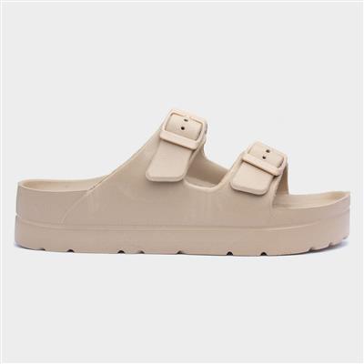Rome1 Womens Beige Double Buckle Sandal