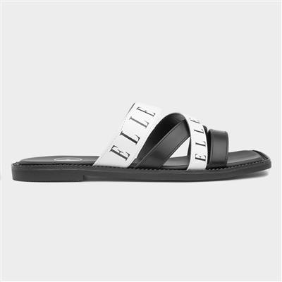 Oceana Womens Black and White Strappy Slider