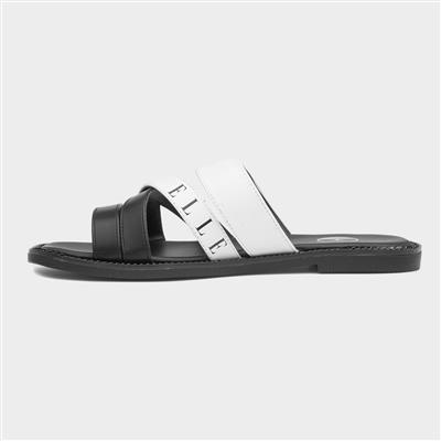 Oceana Womens Black and White Strappy Slider