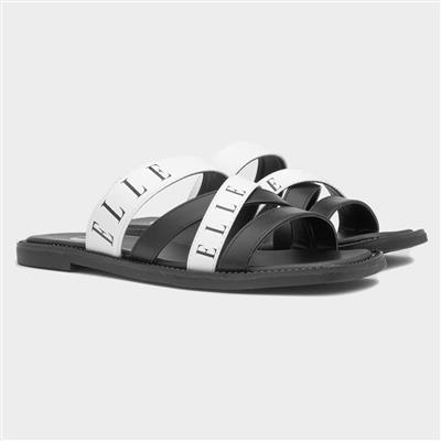 Oceana Womens Black and White Strappy Slider