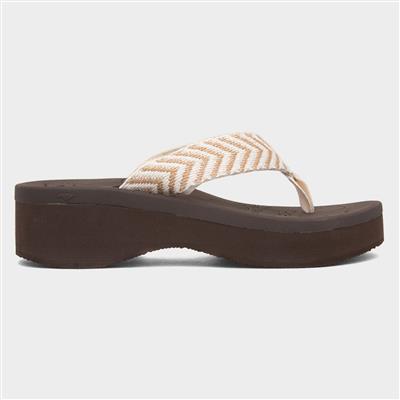 Tizzy Womens Beige Toe Post Sandal