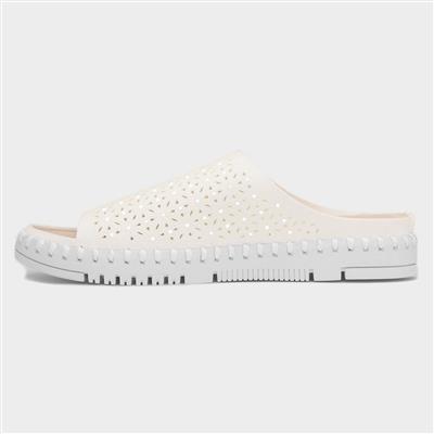 Milos Womens White Sequin Sandal