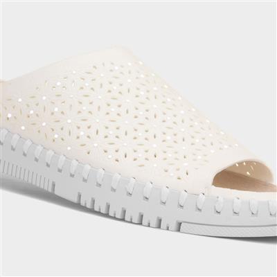 Milos Womens White Sequin Sandal