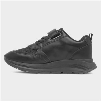 Kids Black Easy Fasten Shoe