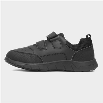 Boys Black Easy Fasten Shoe