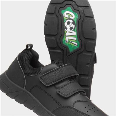 Boys Black Easy Fasten Shoe