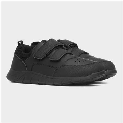 Boys Black Easy Fasten Shoe