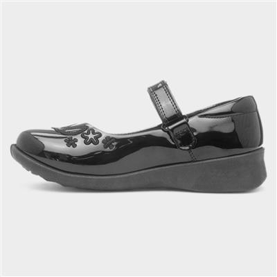 Girls Black Patent School Shoe