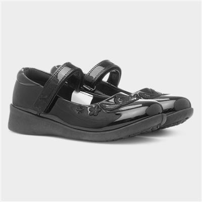 Girls Black Patent School Shoe