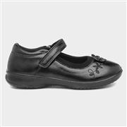 Walkright Girls Black School Shoe with Flowers (Click For Details)