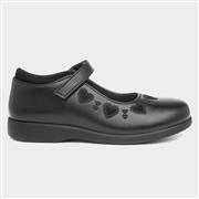 Walkright Girls Black School Shoe with Hearts (Click For Details)