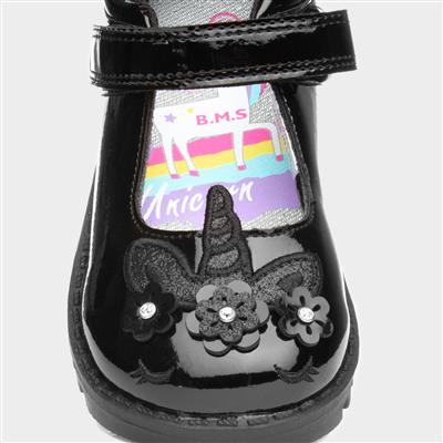 Castle Girls Black Unicorn Shoe