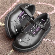 Walkright Lucy Girls Black Cat Face School Shoe (Click For Details)