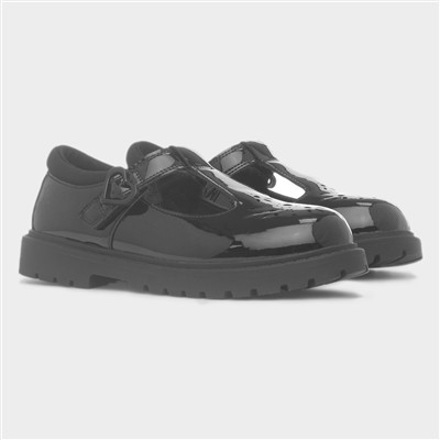 Billie Girls Black Patent T-Bar Shoe