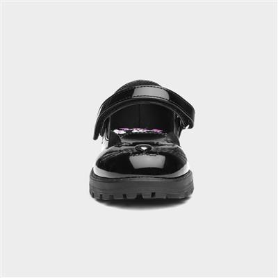 Lucy Girls Black Patent Cat Face Shoe