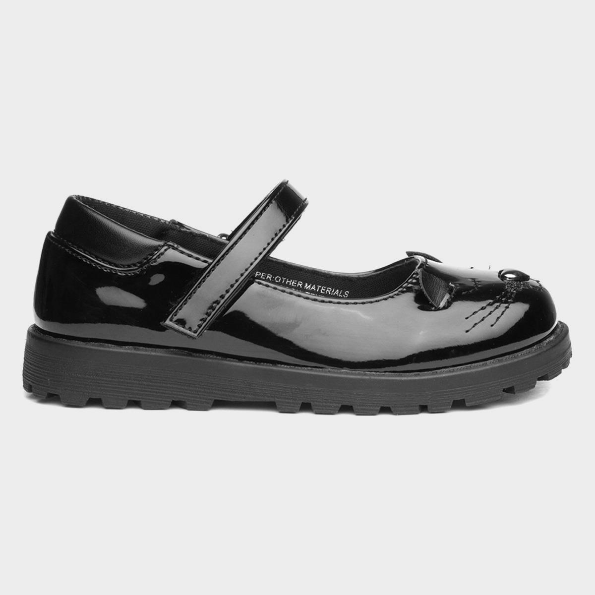 Lucy Girls Black Patent Cat Face Shoe