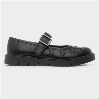 Betty Girls Black Heart School Shoe