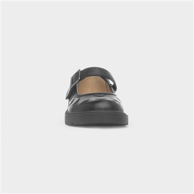 Betty Girls Black Heart School Shoe