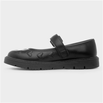 Betty Girls Black Heart School Shoe