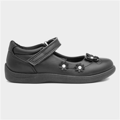 Fay Kids Black Floral School Shoe