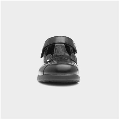 Fiz Girls Black Unicorn School Shoe