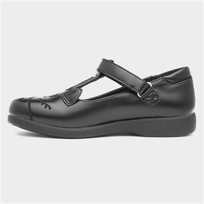 Fiz Girls Black Unicorn School Shoe
