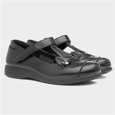 Fiz Girls Black Unicorn School Shoe