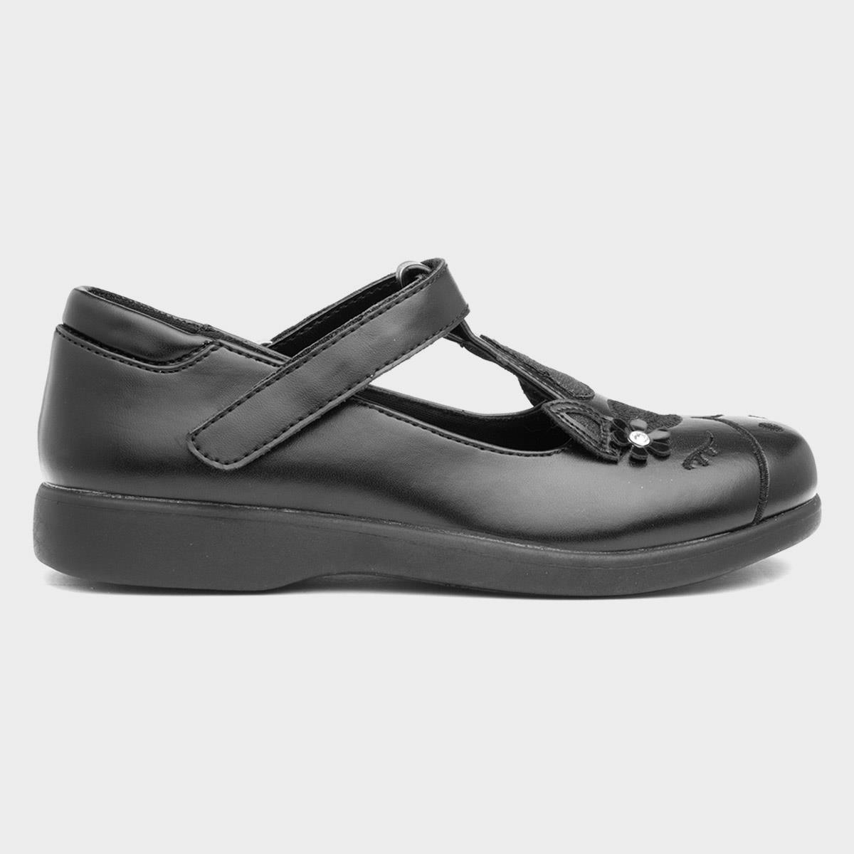Fiz Girls Black Unicorn School Shoe