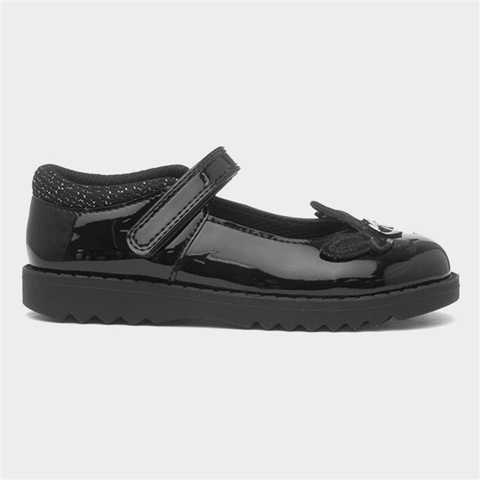 Maiden Girls Black Patent Unicorn Shoe